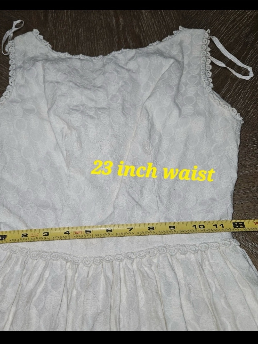 Vintage 1960s Maggi Maid of Lucerne swiss white Jacquard Fit & Flare Dress XXS - Picture 8 of 16